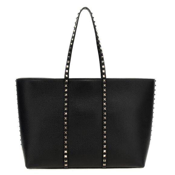 $2350 NEW VALENTINO GARAVANI BLACK LEATHER ROCKSTUD TOTE BAG PURSE NWT AUTHENTIC - Picture 1 of 16